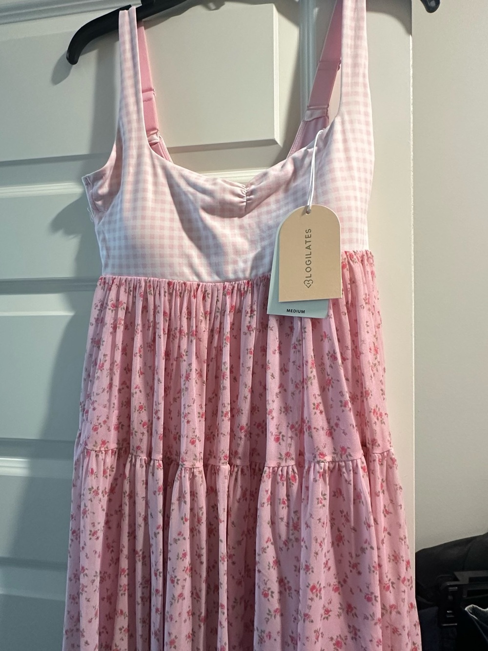 NEW with tags BLogilates Pink Floral Tiered Mini Dress